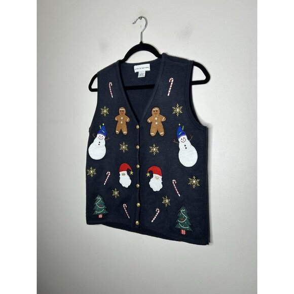 Croft & Barrow Ugly Christmas Vest Sweater Grannycore Holiday Vintage Size Small - Picture 2 of 7